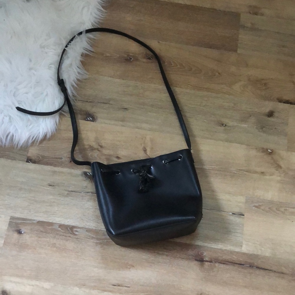 Black Faux Leather Purse with Tassles